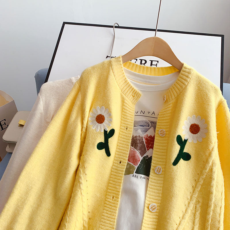 Embroidered sweater coat cardigan female  5119