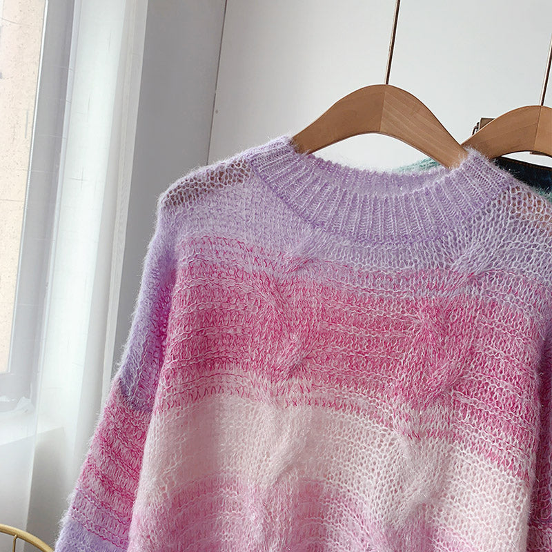 Gestrickter Mohair-Pullover mit Farbverlauf in weicher, wachsartiger Farbe 5078