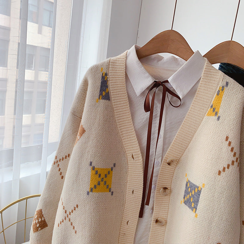 Knitted cardigan coat lazy style coat  5077