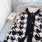 Qianniao check cardigan sweater xiaoxiangfeng knitted coat  5087