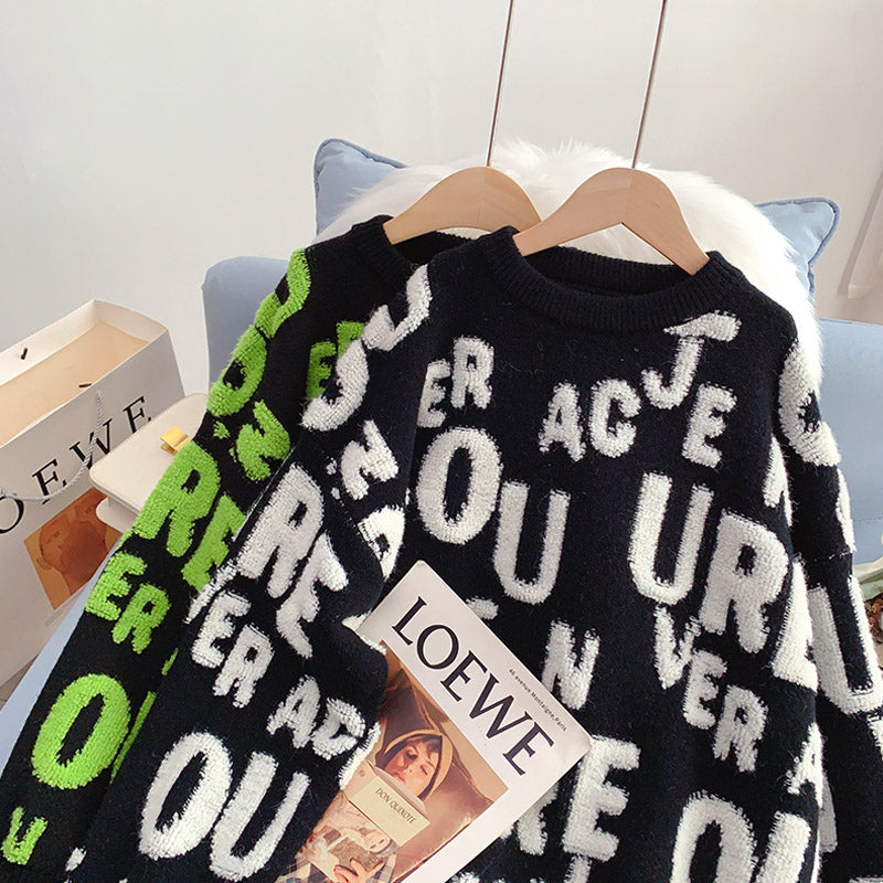 Buchstabe Pullover Pullover Pullover im ausländischen Stil 4989