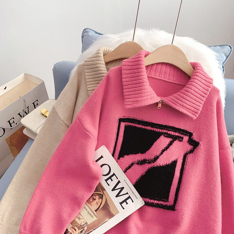 Pull col montant zippé design féminin sense minorité 4985