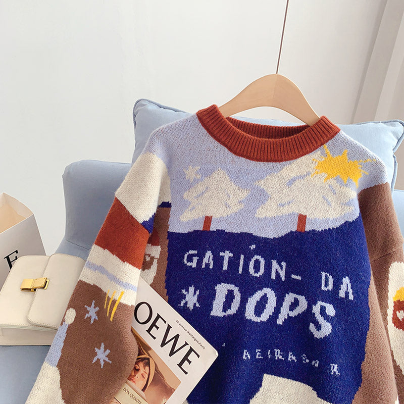 Cartoon sweater Korean knitted bottomed Shirt Top  4981