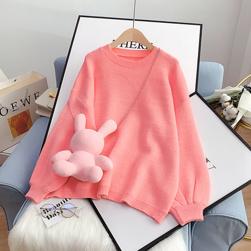 Pink cute doll rabbit sweater sweater sweater  5066