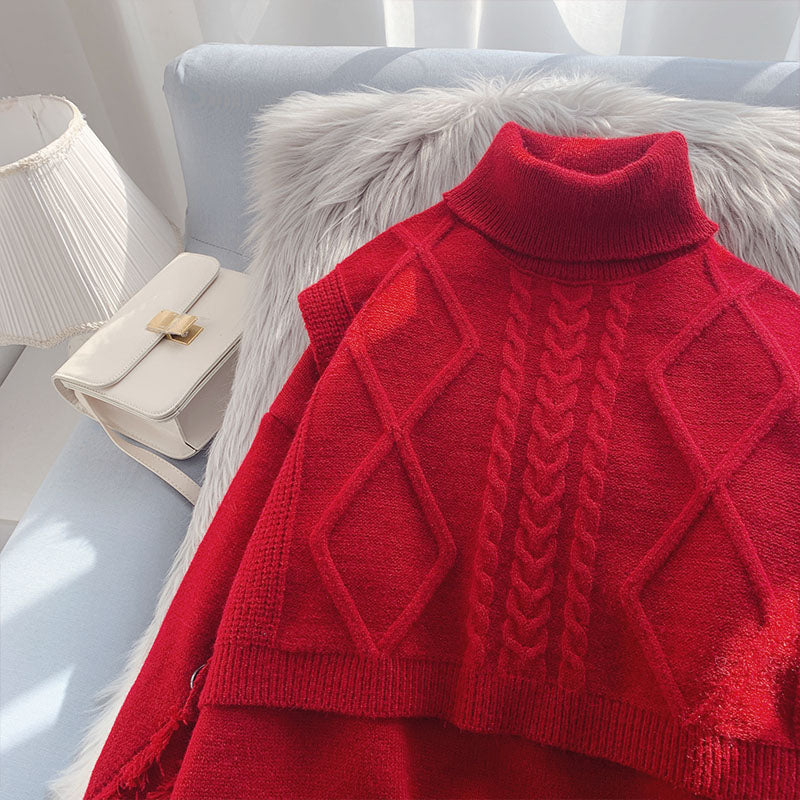 Ensemble pull-over à col montant pliable en deux pièces 4958