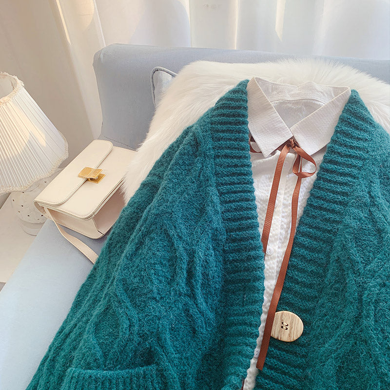 Vintage twist sweater coat knit cardigan  5061