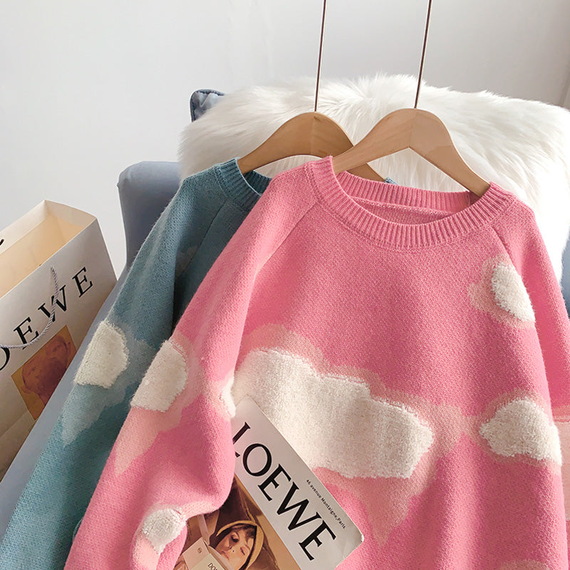 Round neck sweater women's Korean sweater top  5037