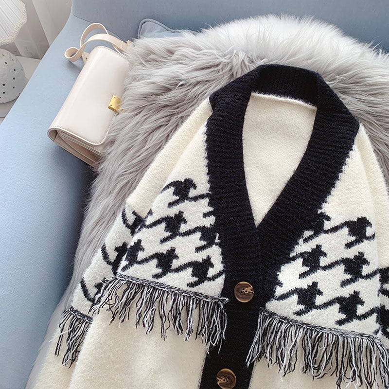 Retro thousand bird grid imitation mink coat female  5057