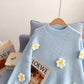 Design sense niche Japanese cute three-dimensional flower sweater  5081
