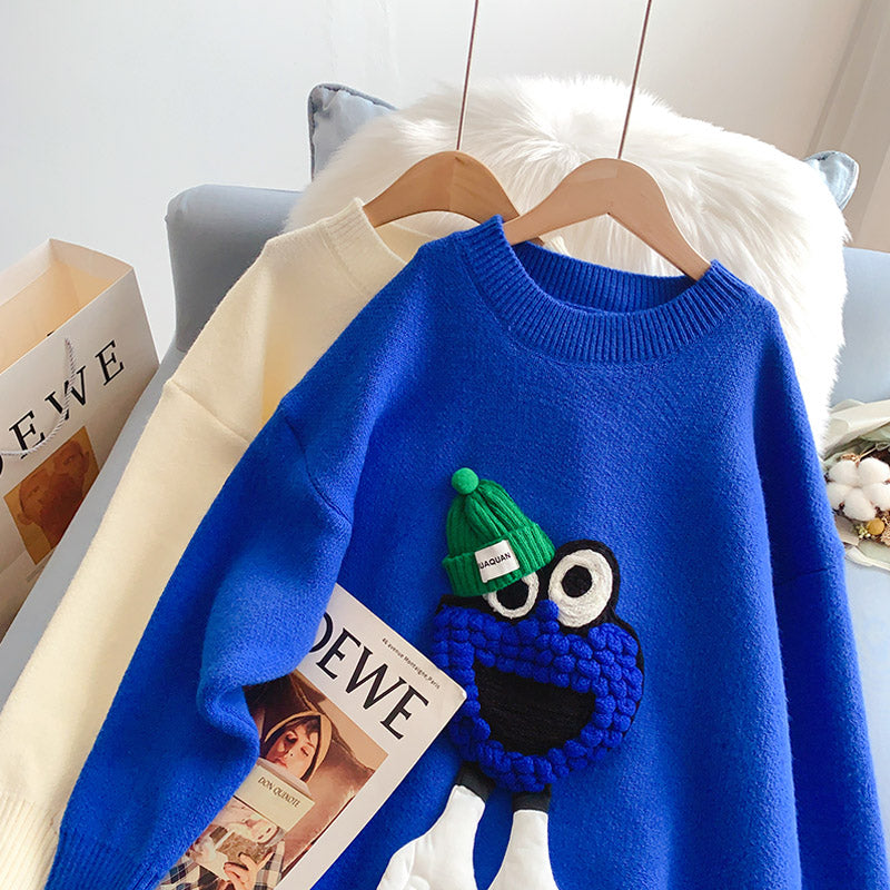 Klein Blue cartoon sweater sweater sweater top  5024