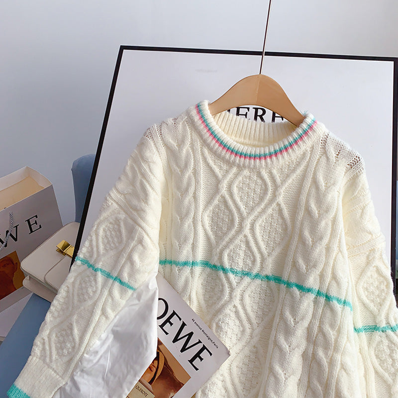 Twist sweater crew neck Pullover Sweater Top  5080