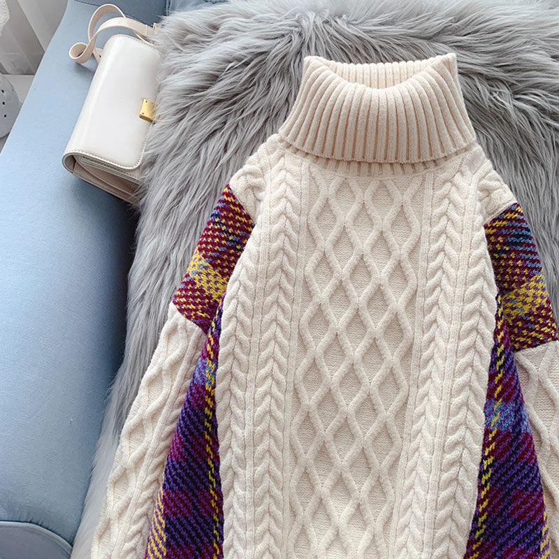 Pull col montant ample style rétro paresseux 5018