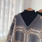Vintage Plaid half high neck sweater  5033