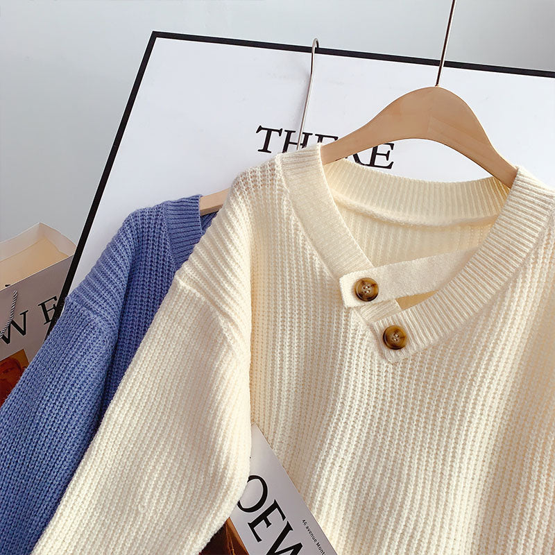 V-neck Pullover Sweater women's design sense niche sweater top  5092