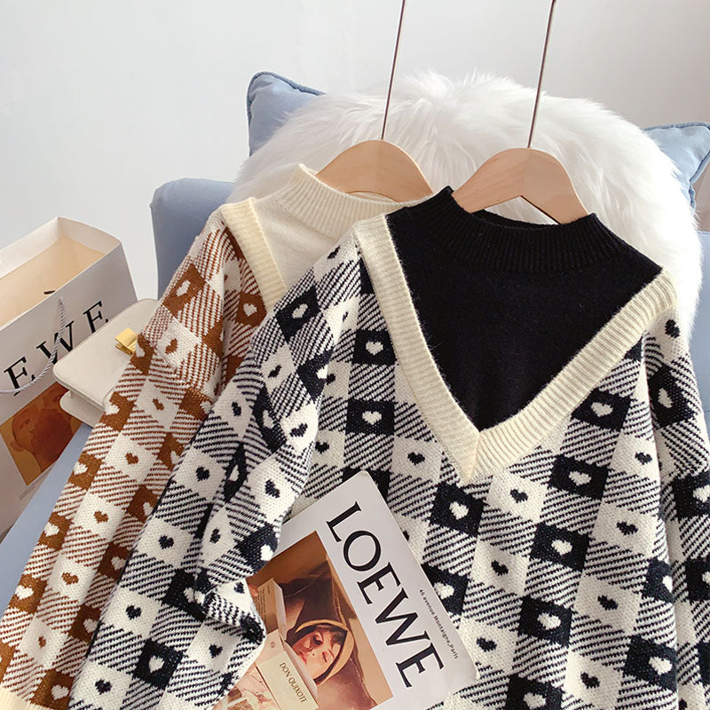 Zweiteiliges Pullover-Oberteil mit halbem Rollkragen im Design 4964