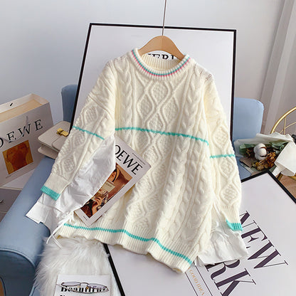 Twist sweater crew neck Pullover Sweater Top  5080