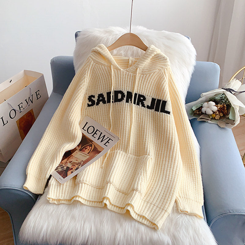 Klein Blue loose hooded sweater sweater  5076