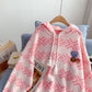 Net red Hooded Sweater Korean knitted sweater  4992