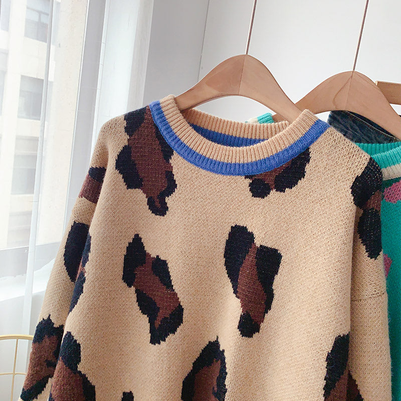 Leopard Pullover Damenmode locker Pullover Pullover 5086
