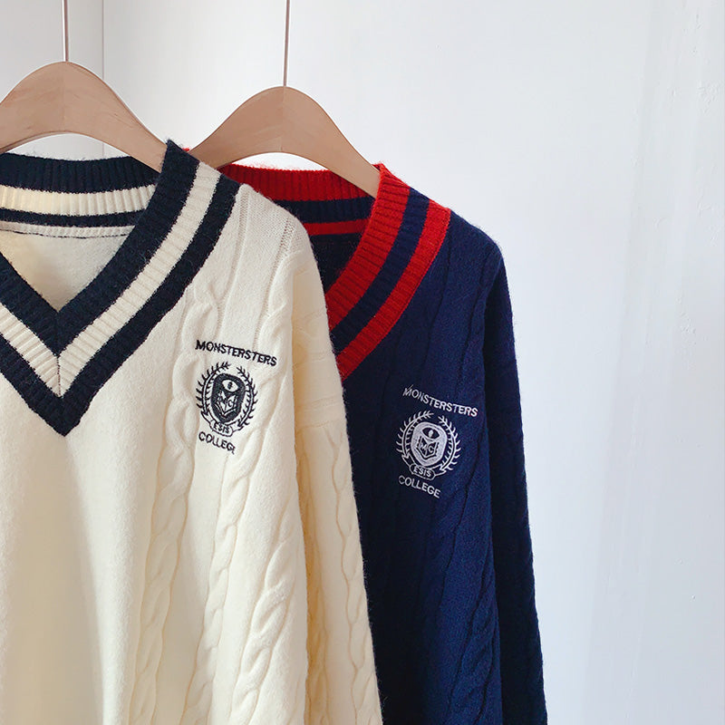 Japanese college style loose Pullover Sweater sweater top  5031