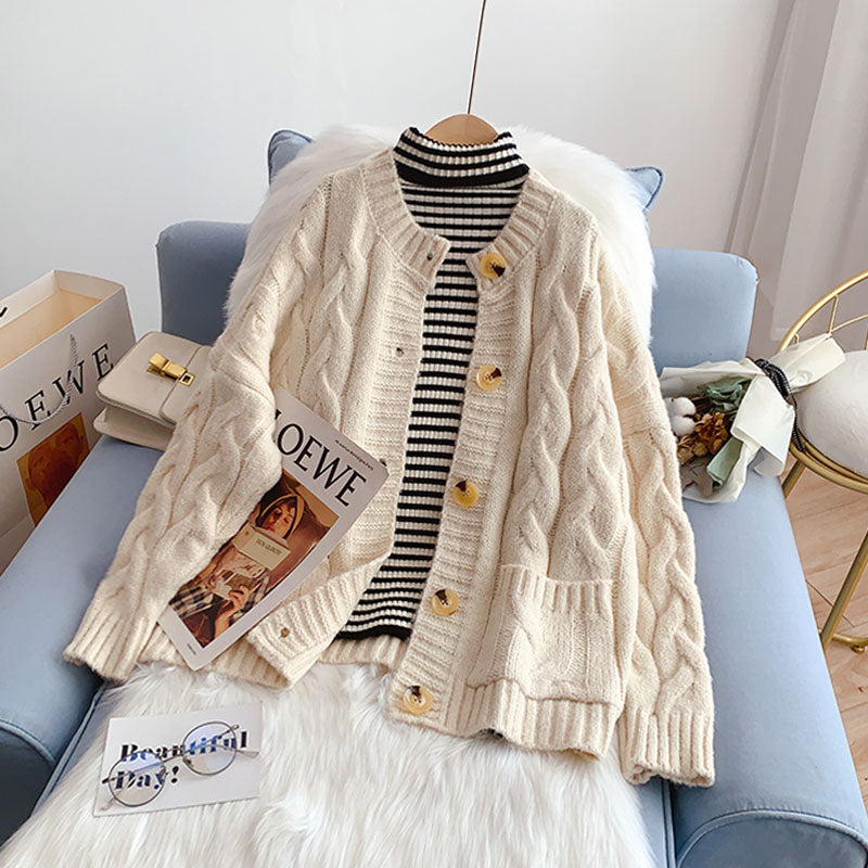 Retro twist sweater coat Korean top  5036