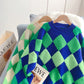 Japanese lazy flocked rhomboid sweater  4994