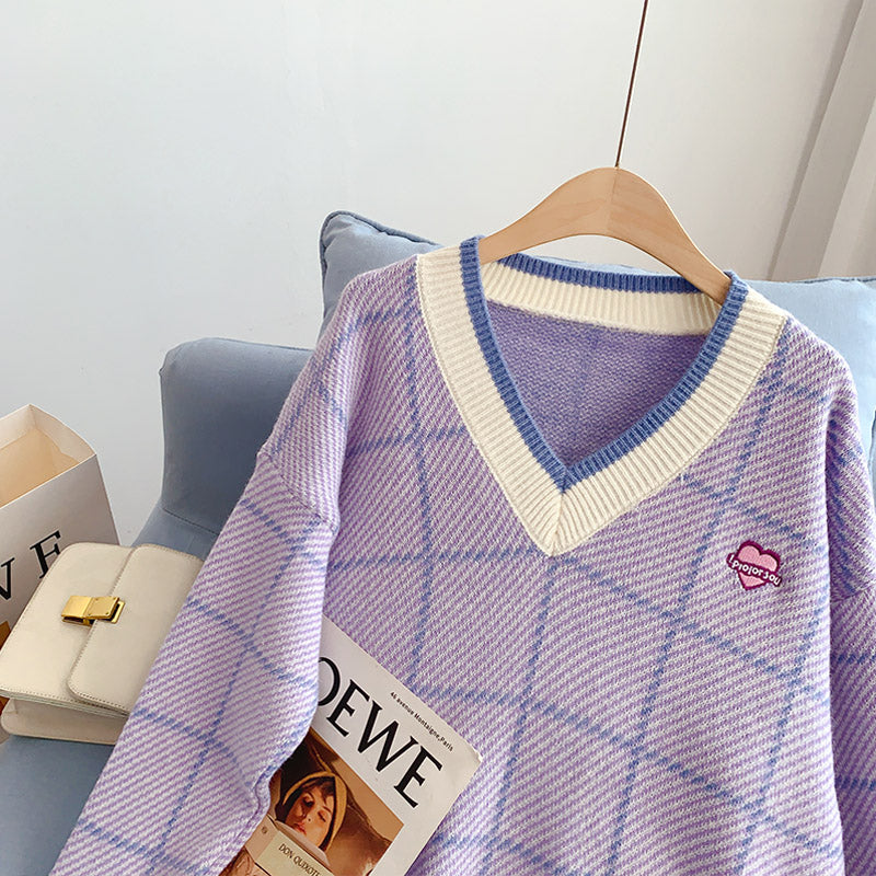 V-neck soft waxy sweater chic sweater top  4998