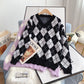 Sweet lazy wind imitation mink velvet checkered sweater  5006