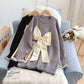 Bow sweater lazy knit bottomed shirt  5004