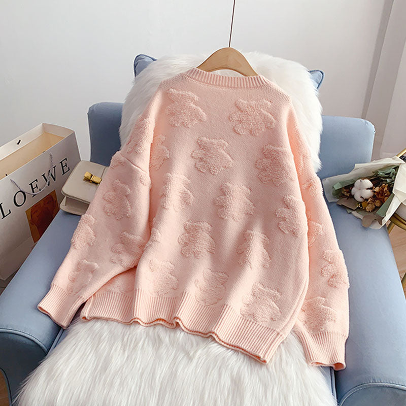 Pink soft sweater lazy sweater  5040