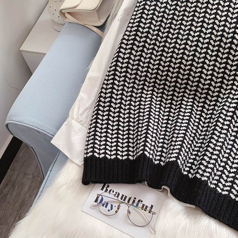 Gilet col montant pull gilet tricoté femme sans manches 5002