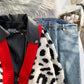 Leopard print foreign style knitted cardigan piecing European goods  5105