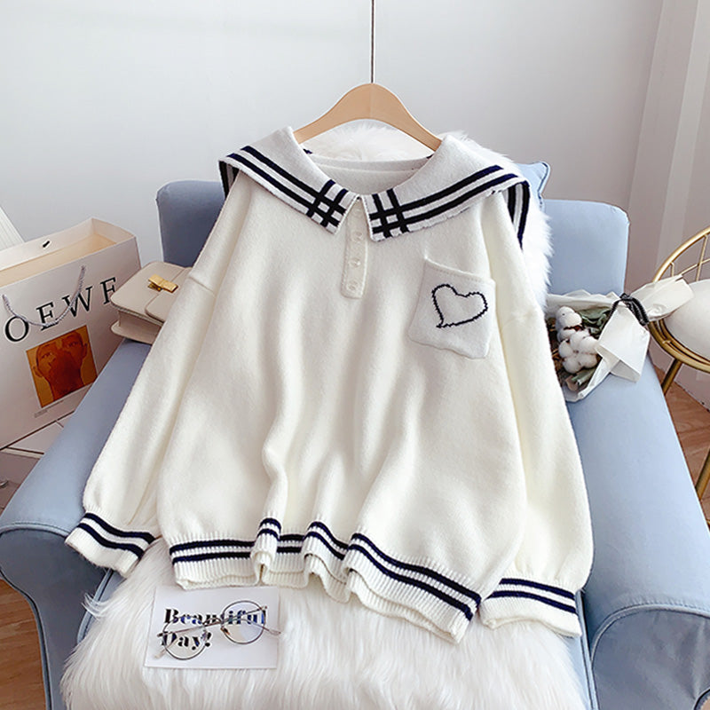 Pullover loose outer wear lazy style sweater top  4988