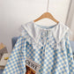 Plaid doll neck sweater loose lazy Pullover Sweater  5085