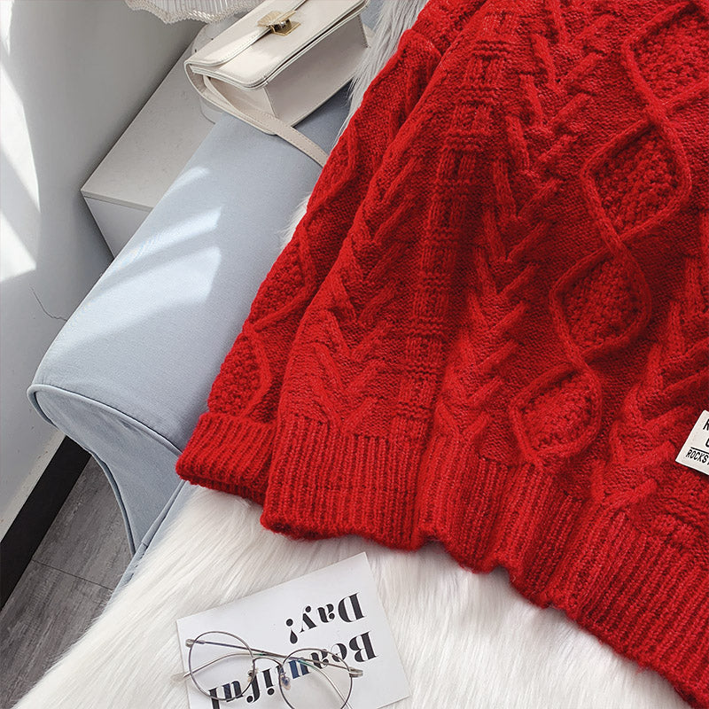 Twist sweater, foreign style, medium length  5062