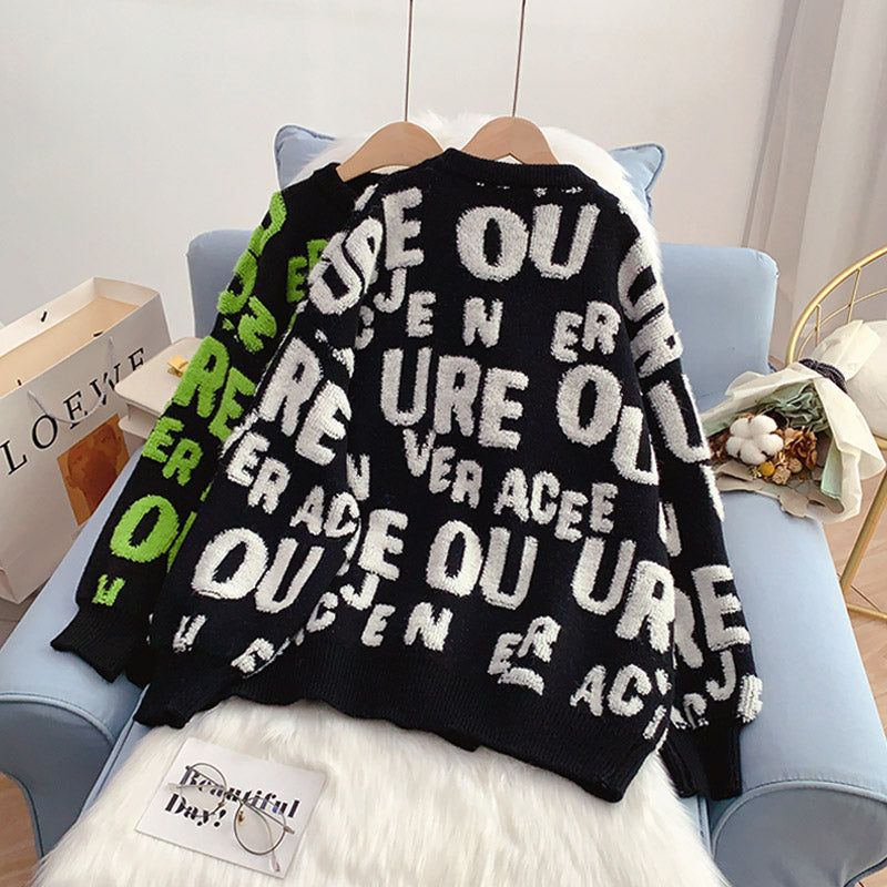 Buchstabe Pullover Pullover Pullover im ausländischen Stil 4989