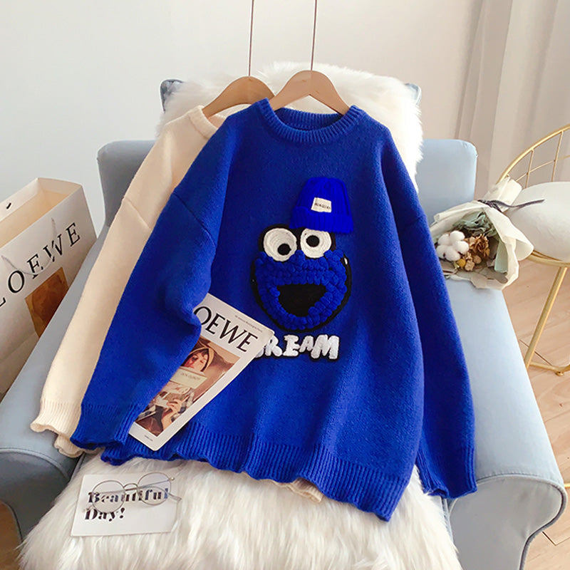 Striped cartoon sweater sweater aging shirt  5042