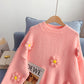 Design sense niche Japanese cute three-dimensional flower sweater  5081