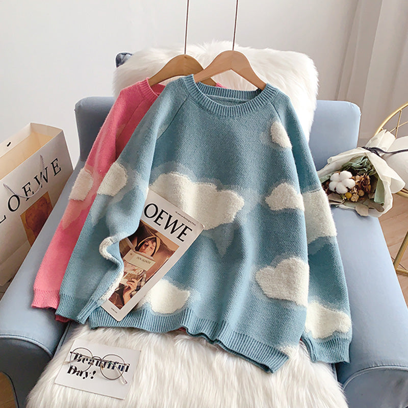 Round neck sweater women's Korean sweater top  5037