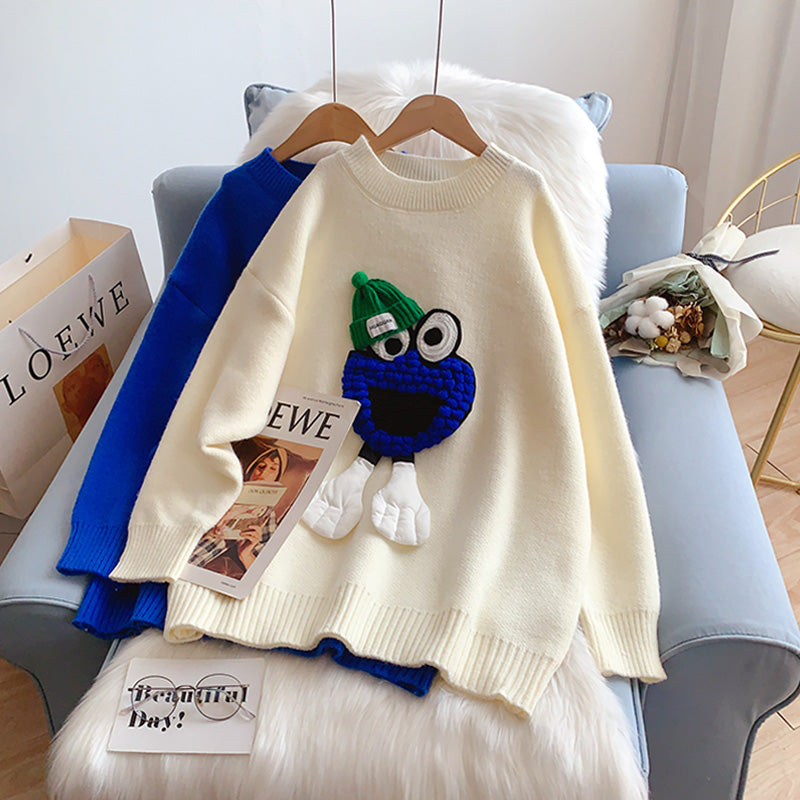 Klein Blue cartoon sweater sweater sweater top  5024