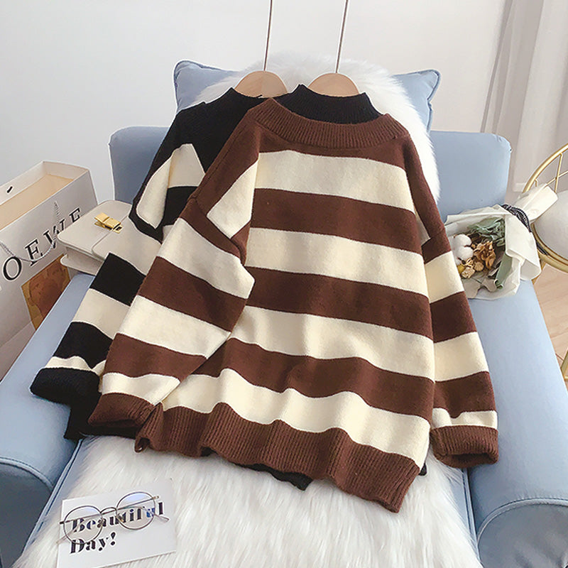 Fake two-piece Pullover women's winter half high collar design  5044