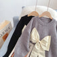 Bow sweater lazy knit bottomed shirt  5004