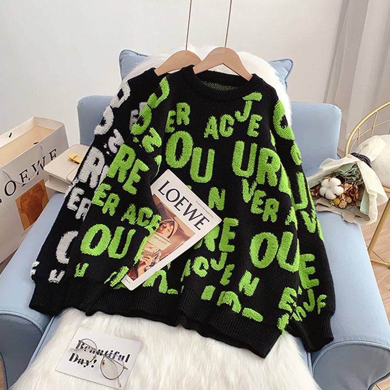 Buchstabe Pullover Pullover Pullover im ausländischen Stil 4989