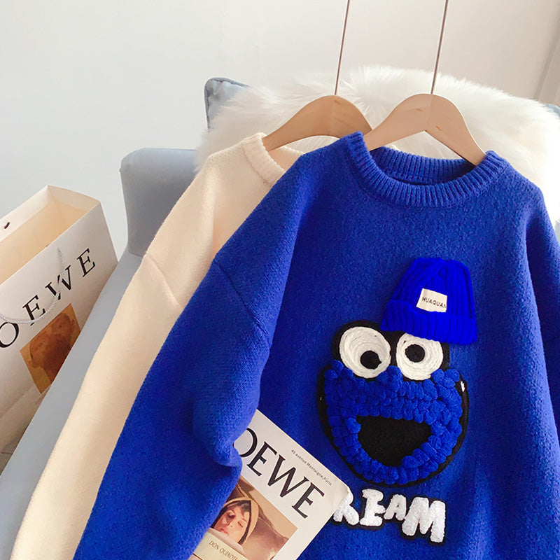 Striped cartoon sweater sweater aging shirt  5042