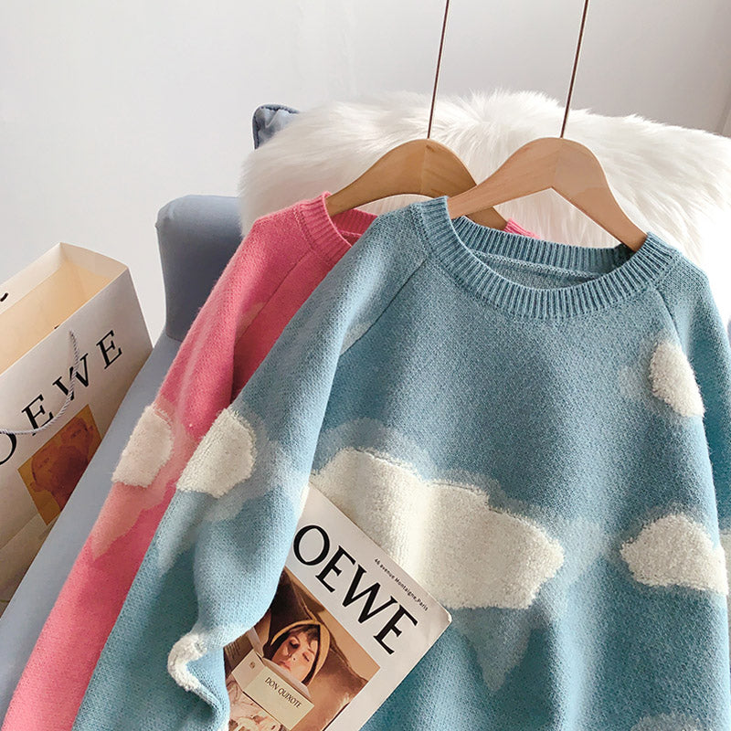 Round neck sweater women's Korean sweater top  5037