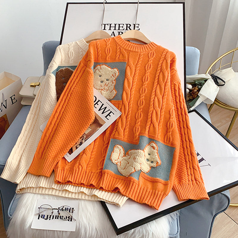 Kleiner Bär Pullover Damen Pullover Twist knit 5016