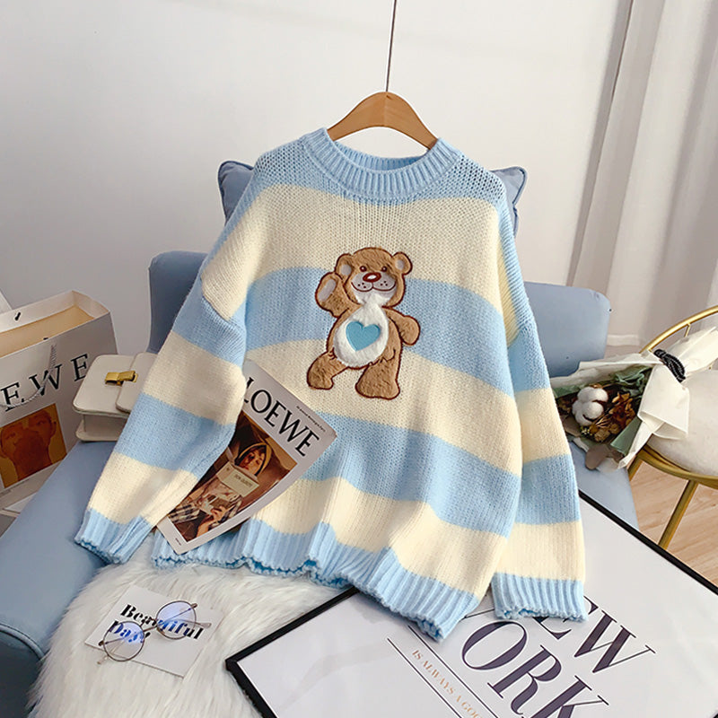 Cute sweet bear sweater sweater sweater top  4979