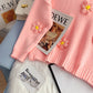Design sense niche Japanese cute three-dimensional flower sweater  5081