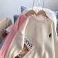 Embroidered bear sweater women's versatile sweater top  5029