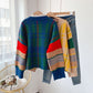 Japanese antique contrast sweater cardigan  5017